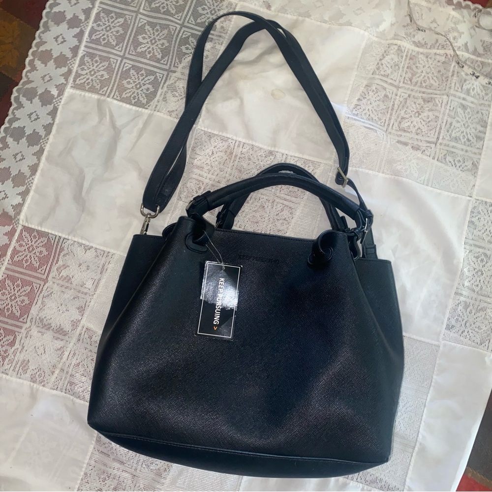 Keep Pursuing Elle Women's Handbag Black Twin Handle Shoulder Crossbody Bag NWT - Picture 6 of 6